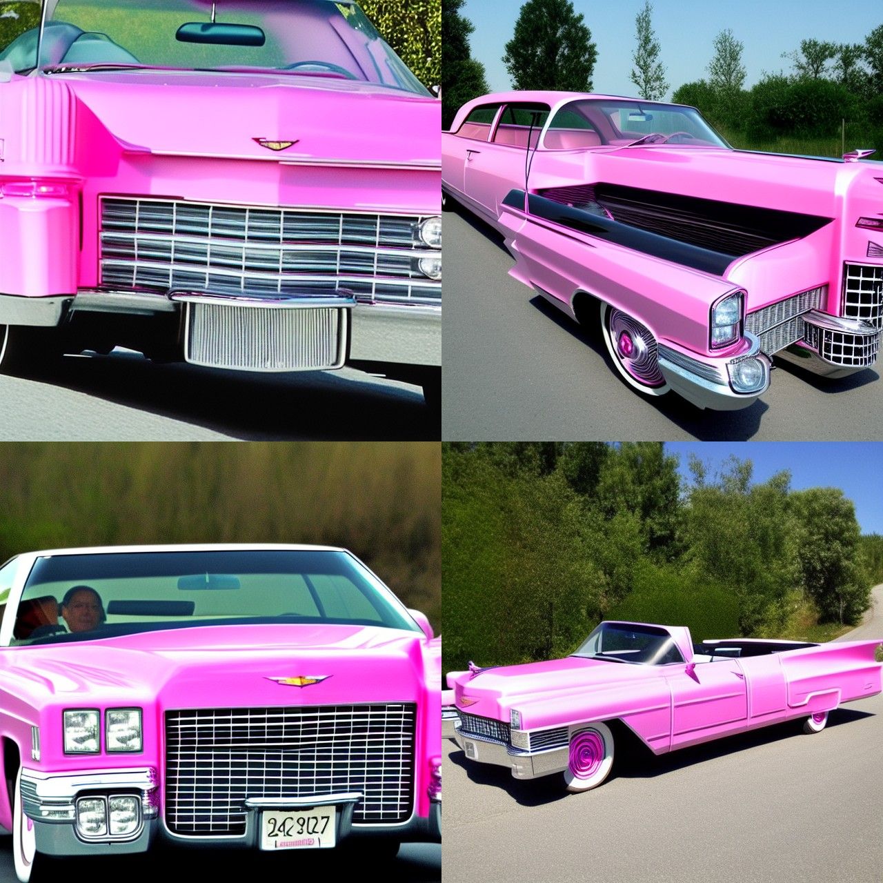 Cruising in a Classic Pink Cadillac