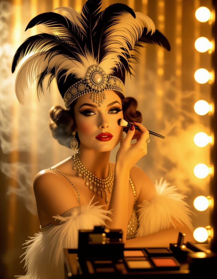 Vintage Cabaret Dancer Portrait in Oil Painting Style