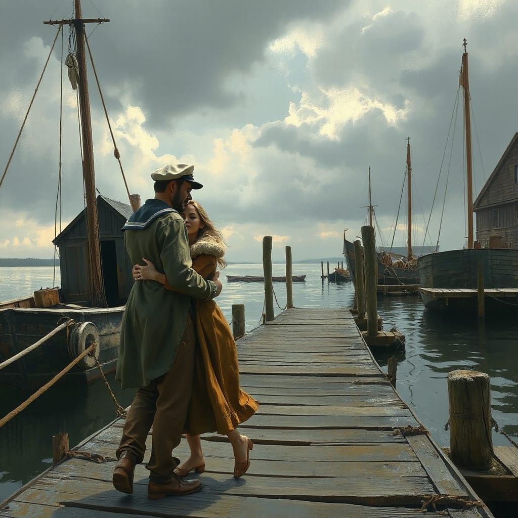 Sailor's Homecoming: Nostalgic Oil Painting