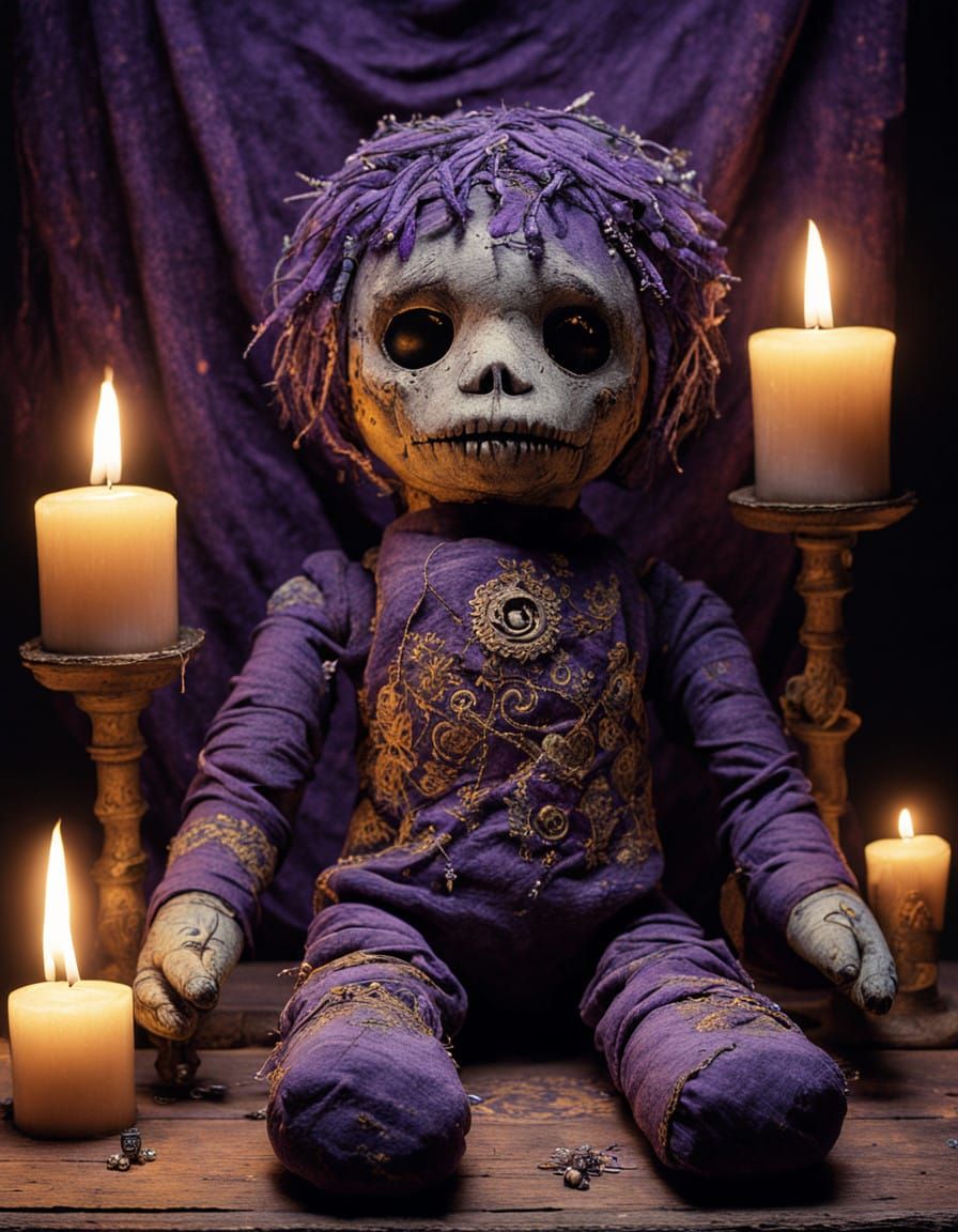 Mysterious New Orleans Voodoo Doll with Faded Embroidery