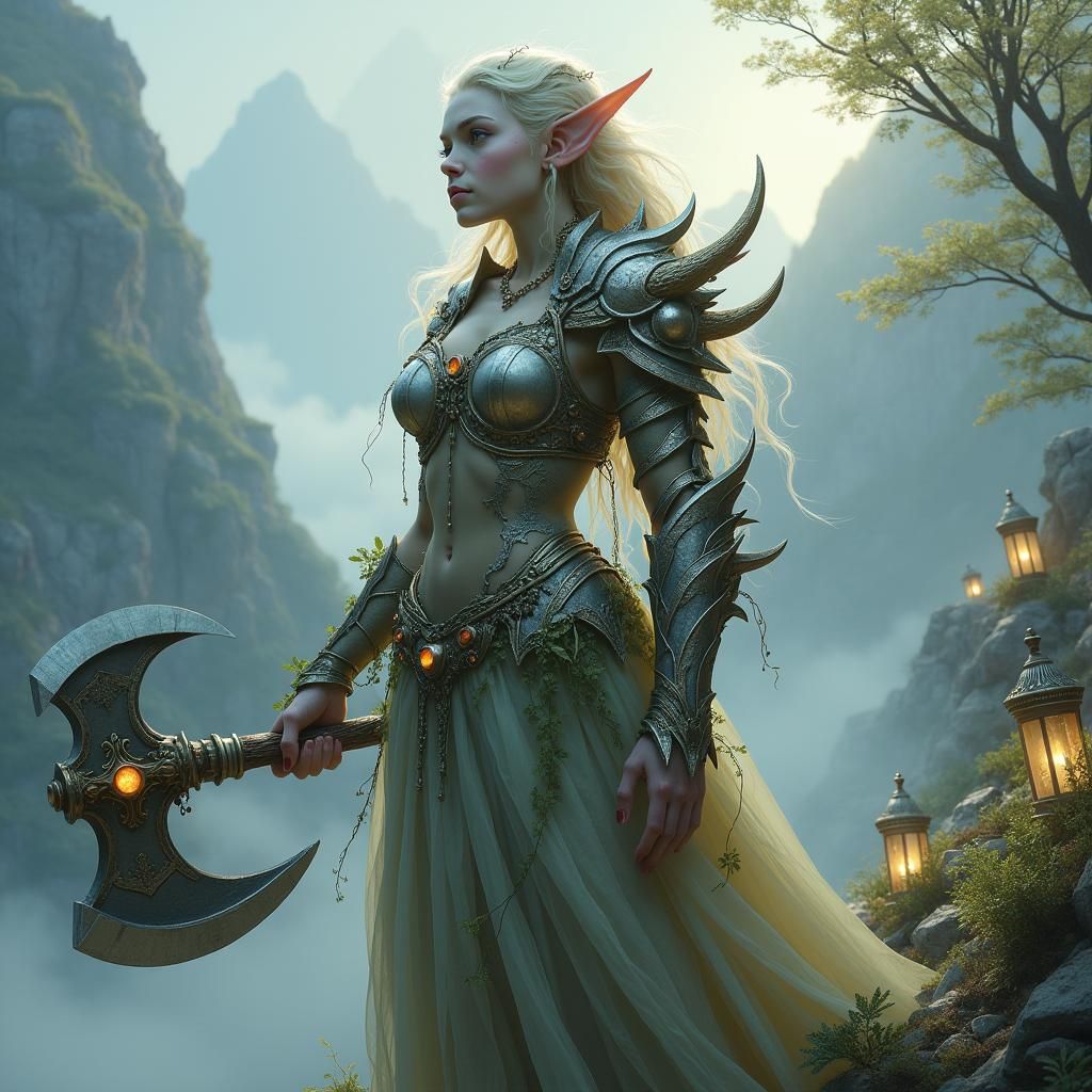 Ethereal Troll Warrior in Mystical Mountain Setting