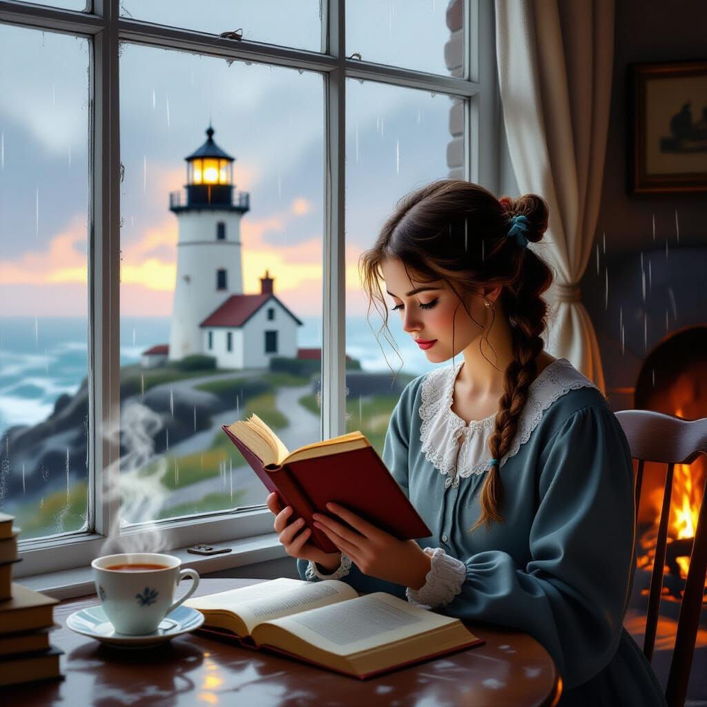Lighthouse Keeper's Daughter Reading, Impressionistic Style