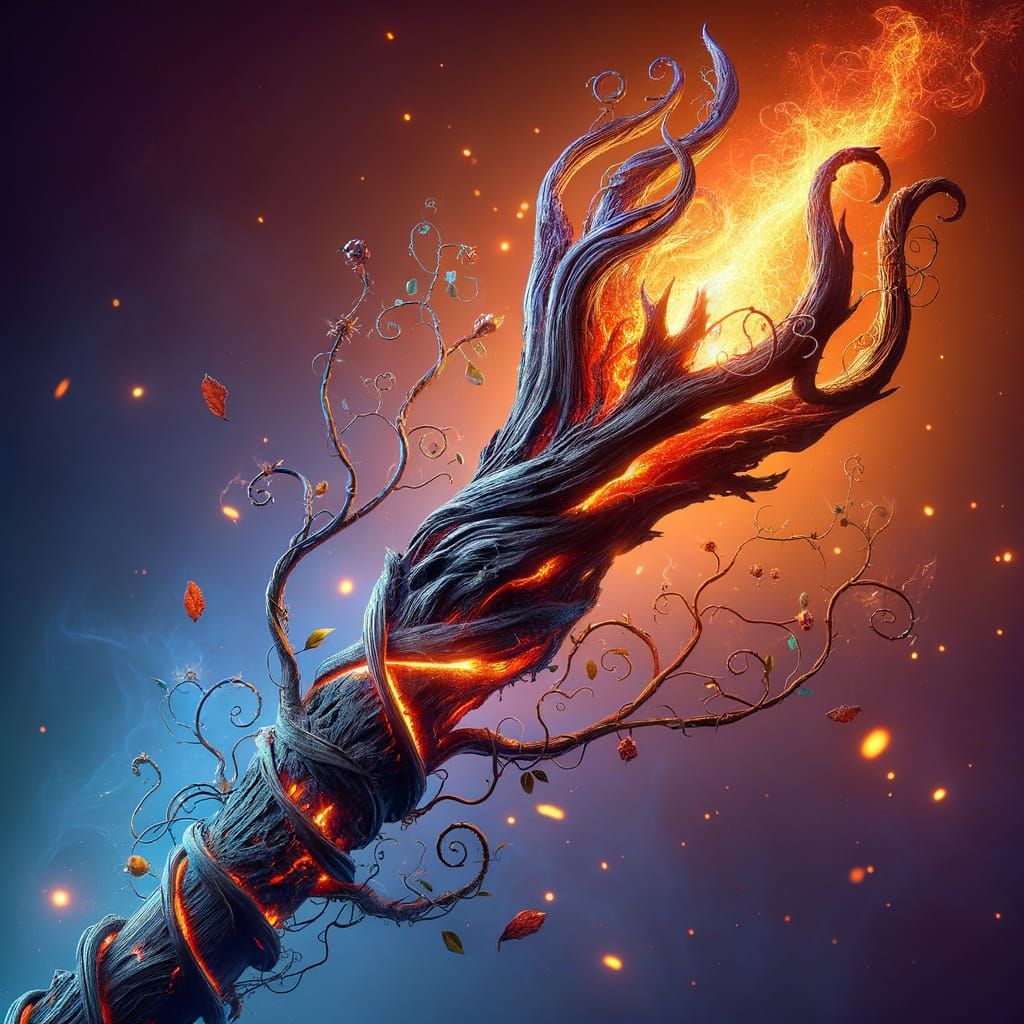 Hyperrealistic Emberheart Staff Concept Art in Hyperrealisti...