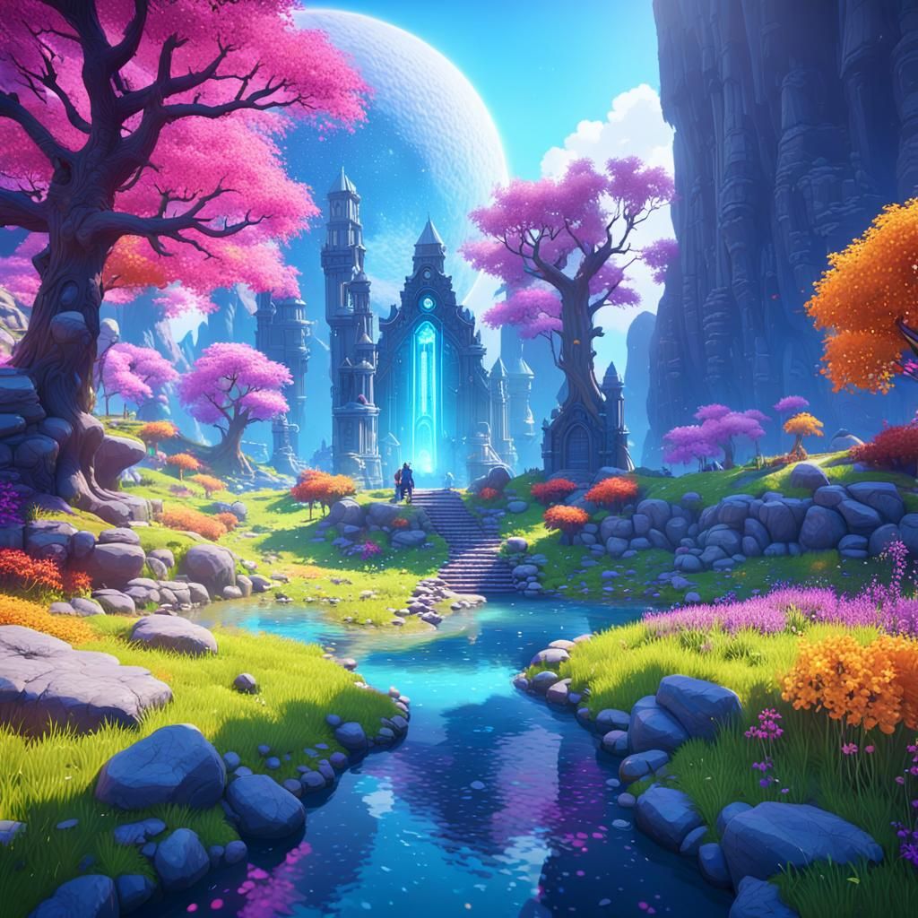 Vibrant Astral World in 3D Game Style