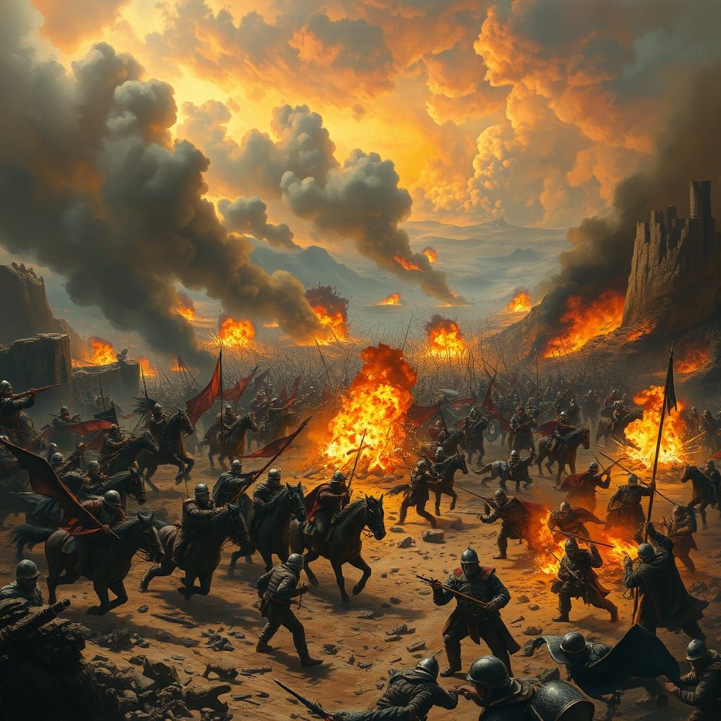 Epic Battle in a War-Torn Wasteland