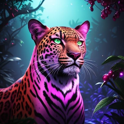 Neon Leopard Under Cursed Pomegranate Trees