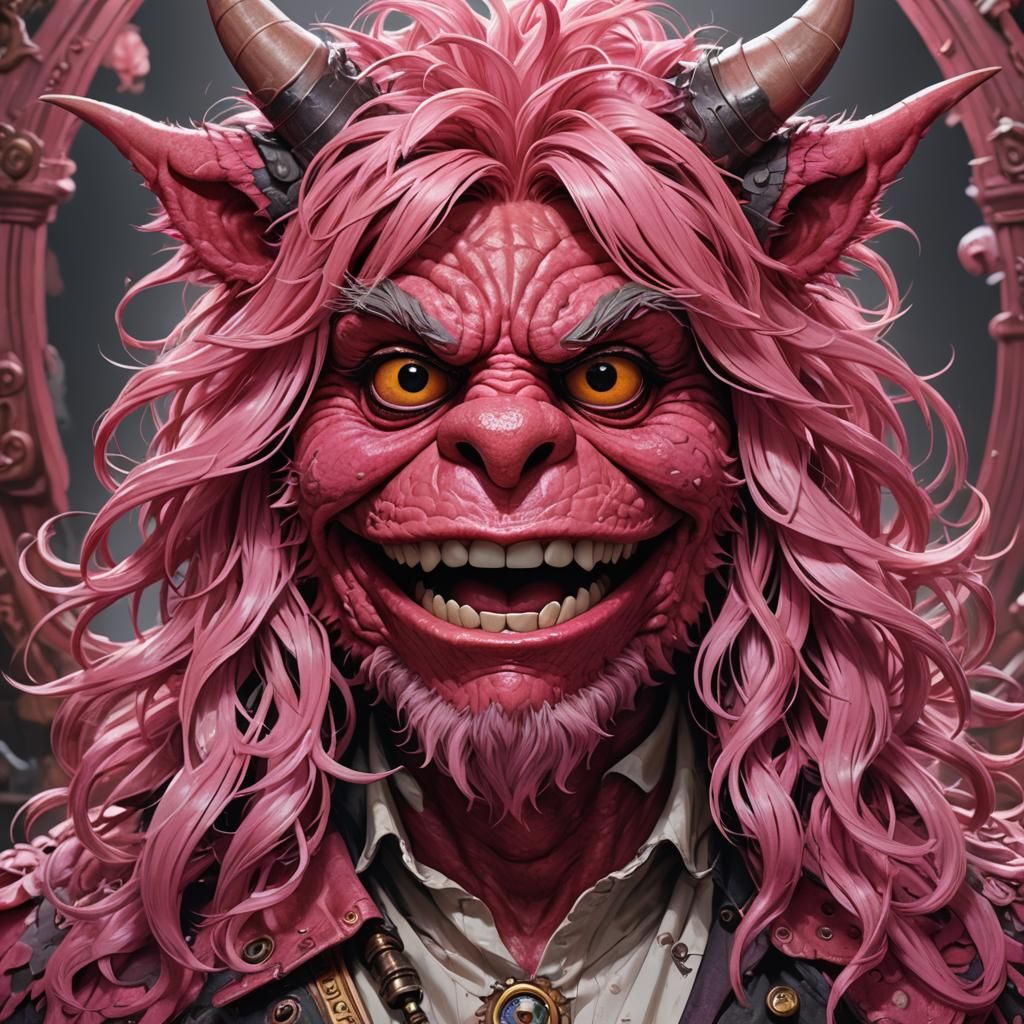 Hyperdetailed Pink Monster Portrait in Digital Art Style