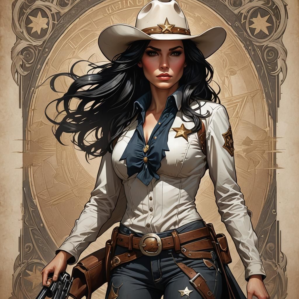 Wanted: Female Cowboy Portrait in Hyperdetailed Style