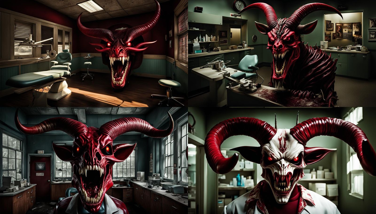 Demonic Dentist in Abandoned Office: Highly Detailed