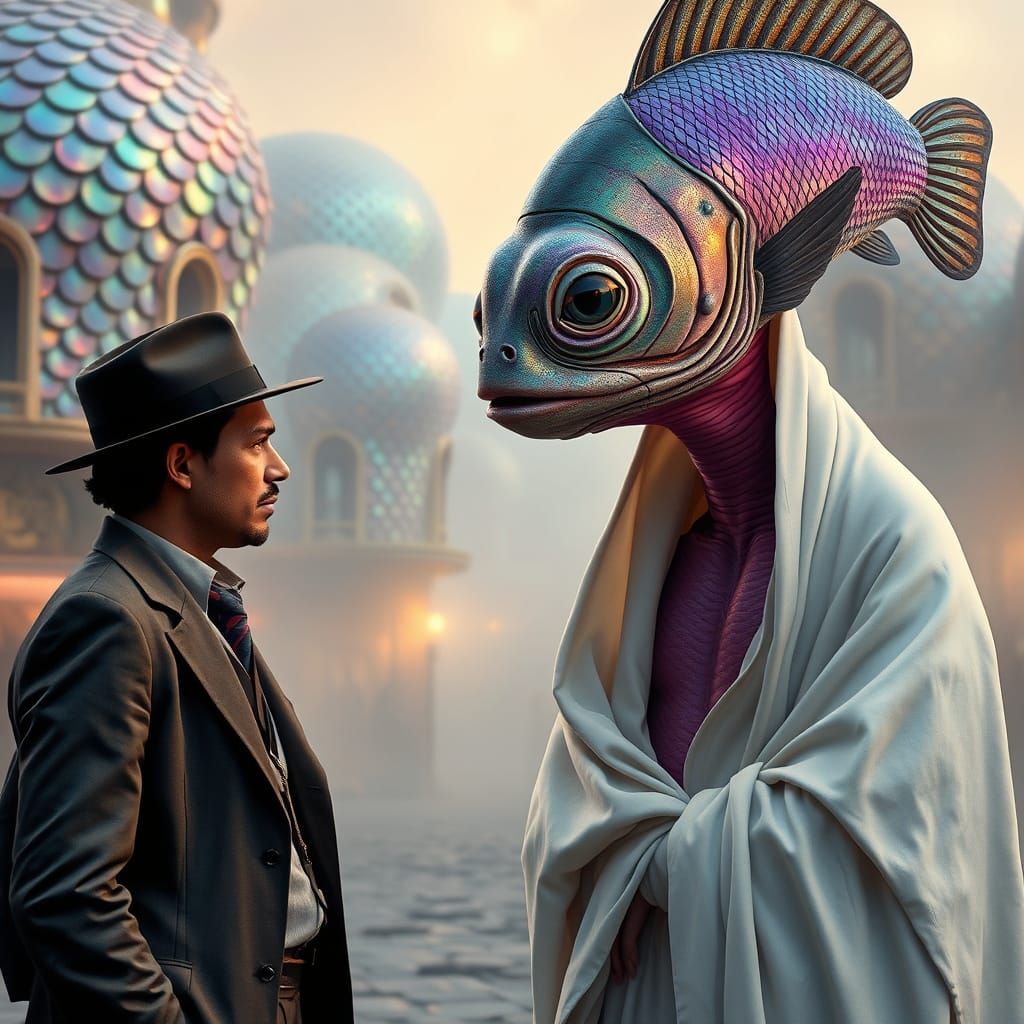 Time Travelers Encounter Alien Wisdom in Shimmering Metropol...