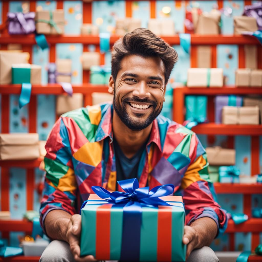 Man Wrapped in Gift Paper: Professional Photography