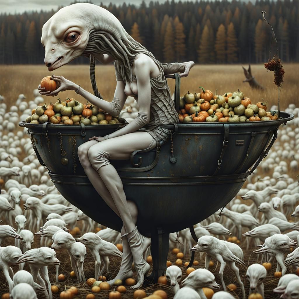 Dreamlike Alien Feast in Magical Realism Style