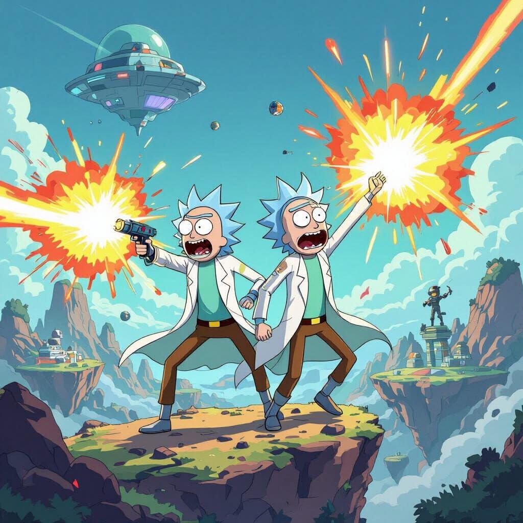 Rick and Morty Battle Apex Legends on World's Edge
