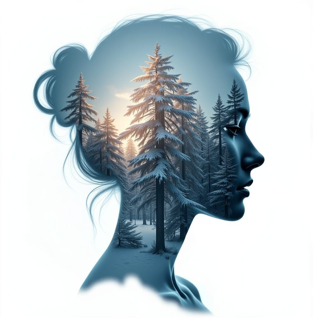 Winter Wonderland Double Exposure Portrait