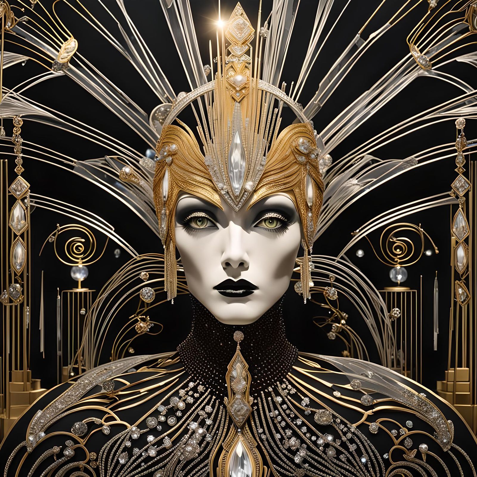 Elegant Woman in Art Deco Style, Erté Inspired