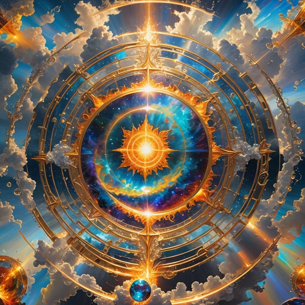 Divine Sky Spell Circle with Rainbow Shimmer