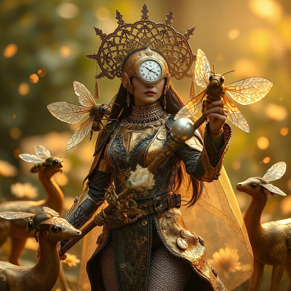 Steampunk Bee Dryad Queen with Clockwork Bees