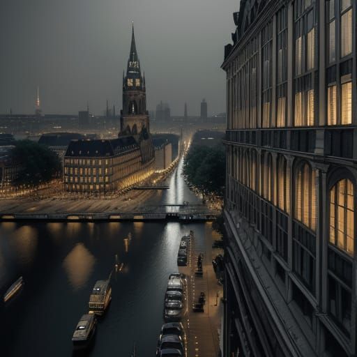 Berlin Cityscape at Night in Cinematic HDR