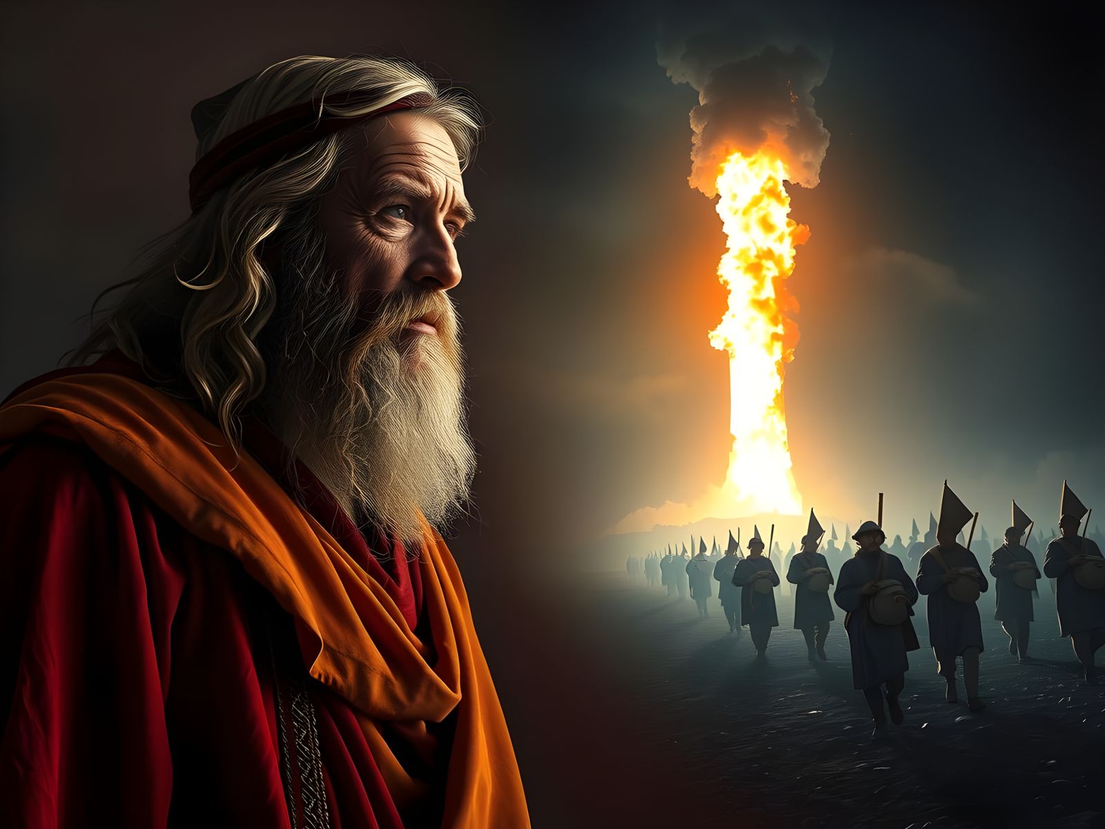 Nehemiah 9:12 

"By day you led them with a pillar of cloud, and by night with a pillar of fire to give them light on th...