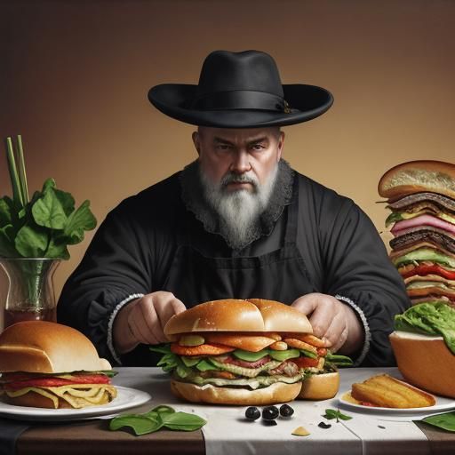 Mouthwatering Hero Sandwich Still Life as Dutch Master Paint...