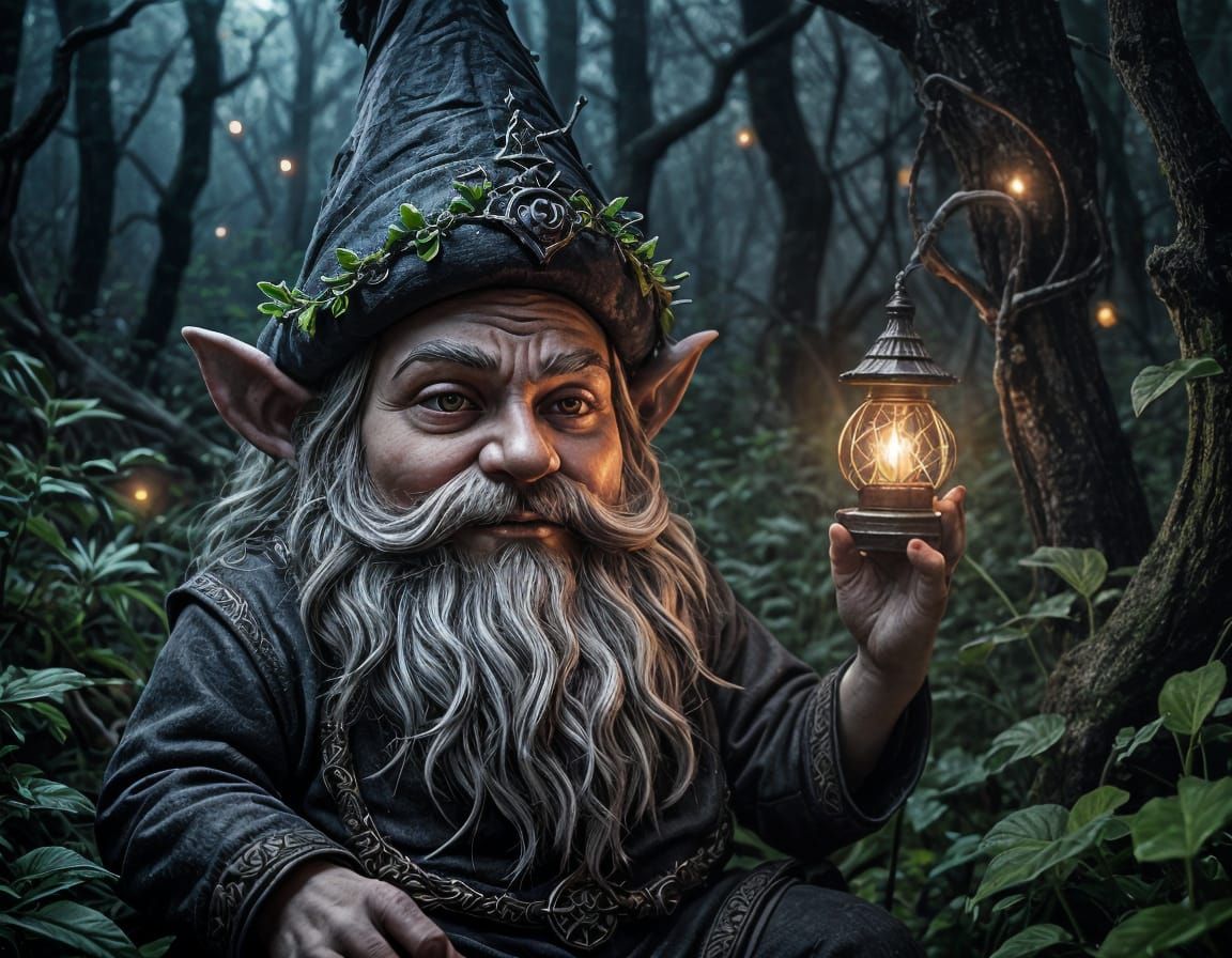 Gothic Gnome Meditating in the Night