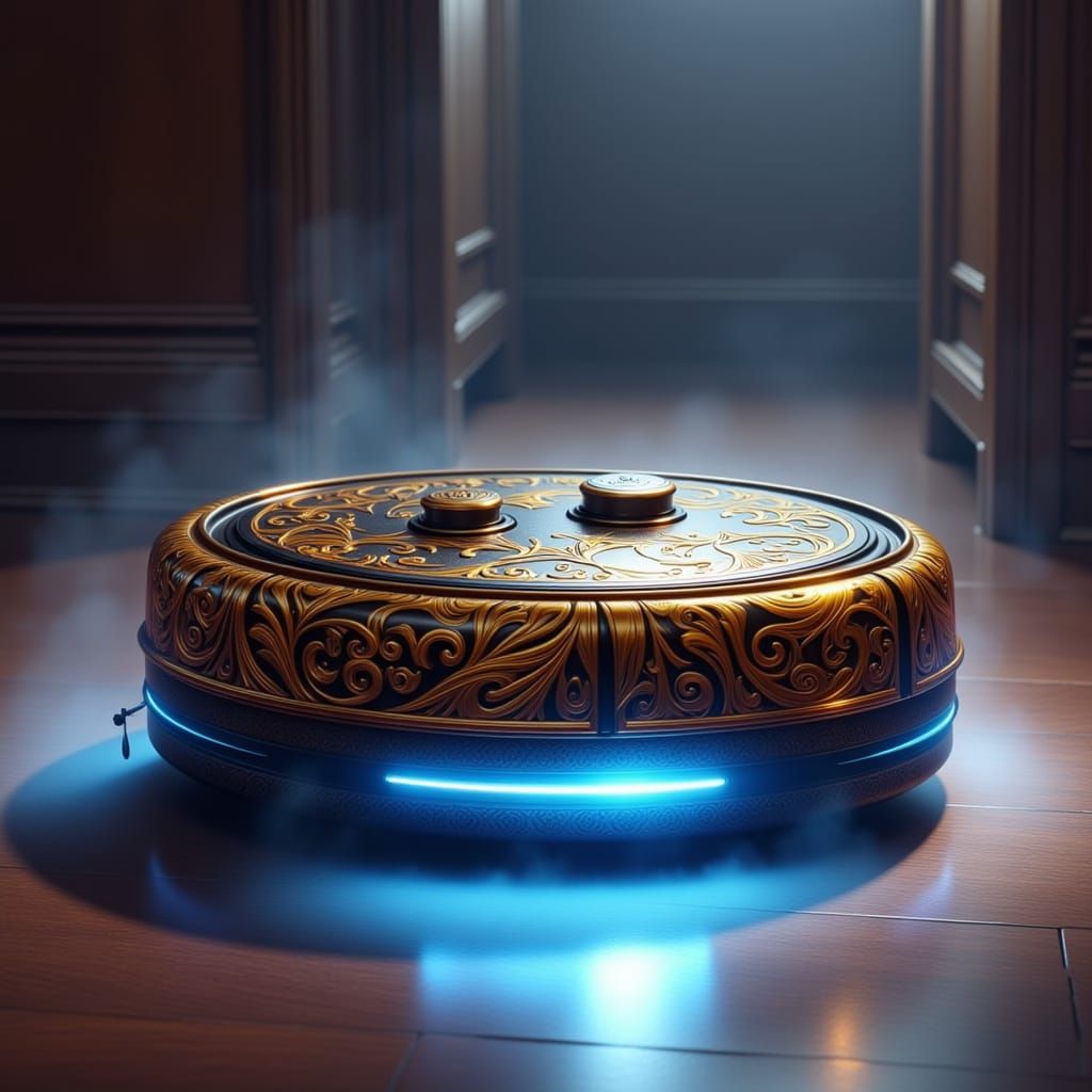 Ornate Roomba Glowing with Arcane Energy