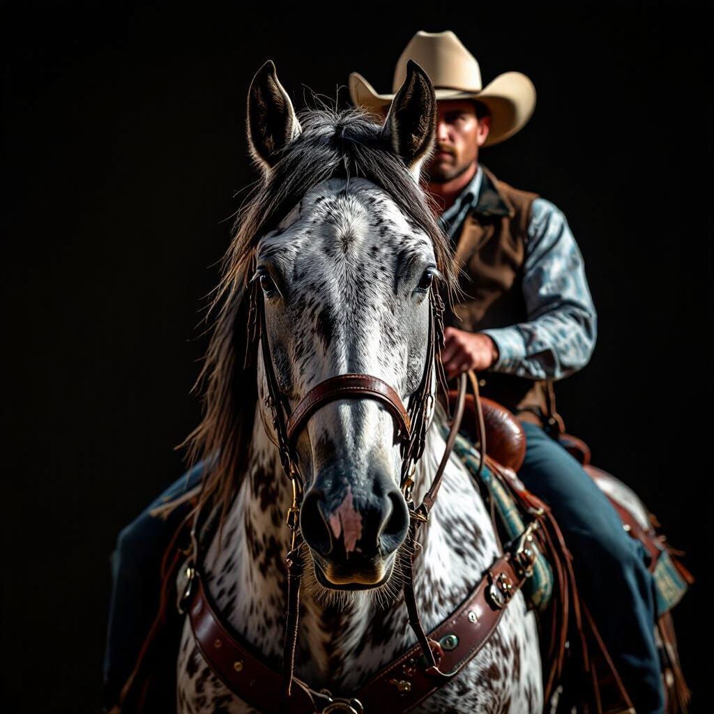 Hyperrealistic Portrait of Silver Dapple Pinto Horse