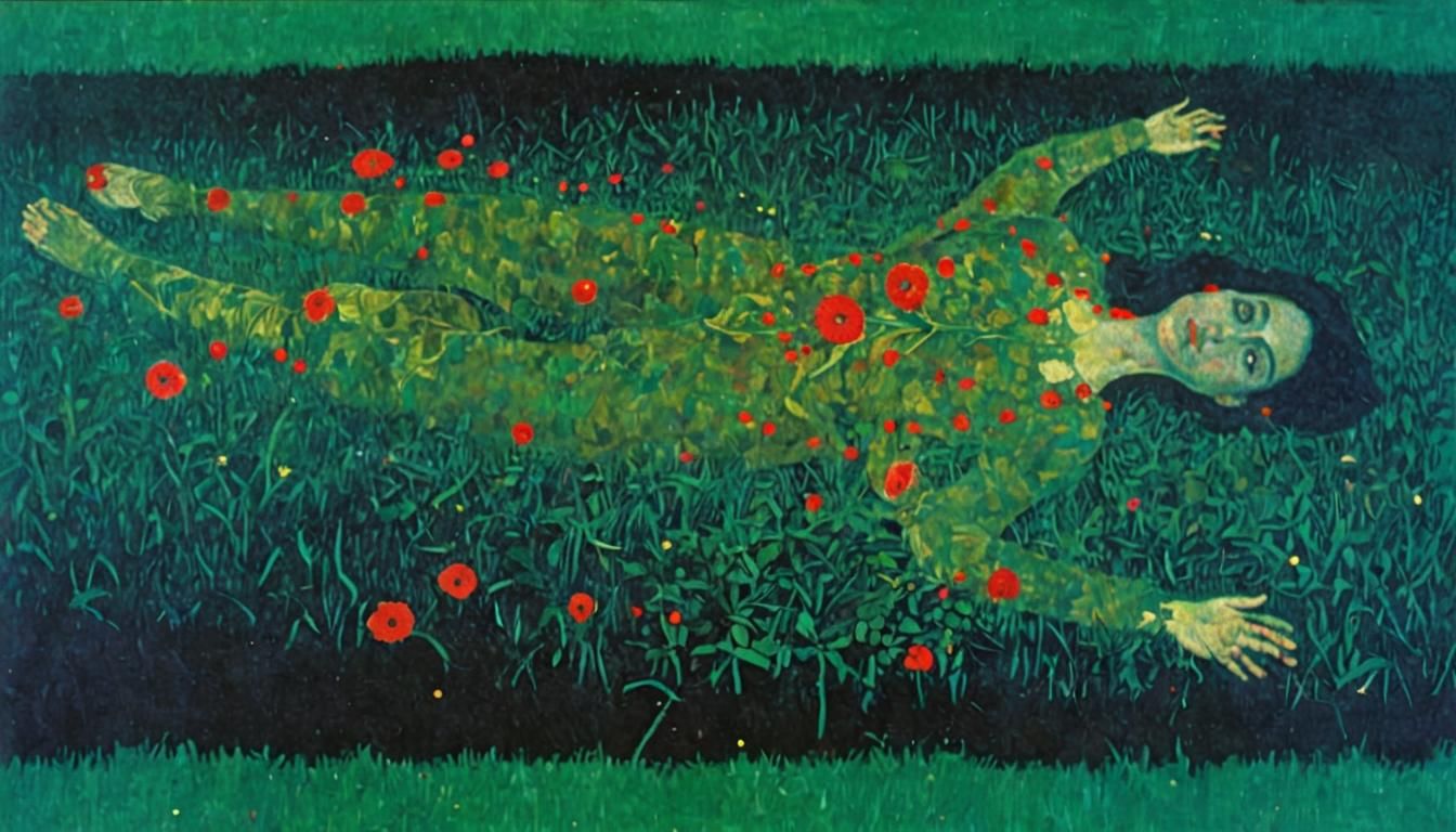 Portrait in Klimt Style, Mendieta Inspiration