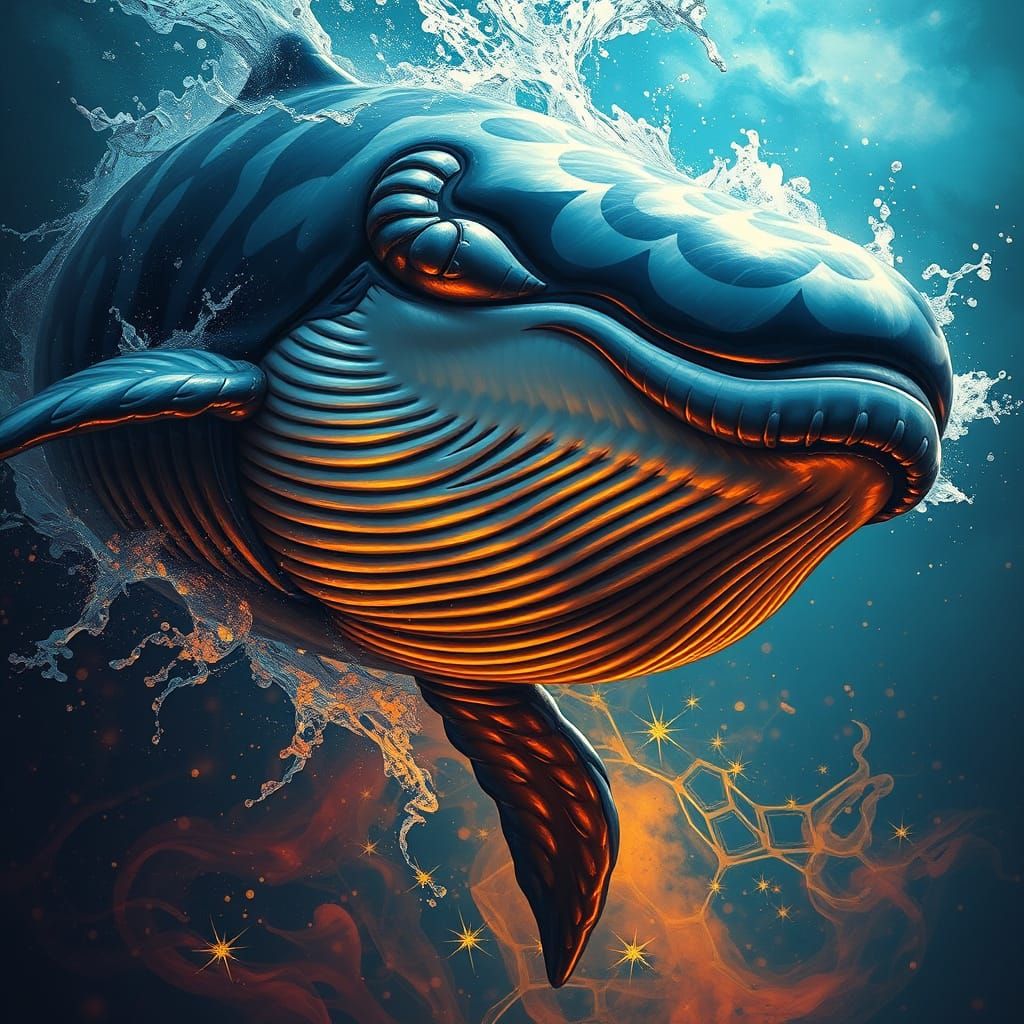 Whale in Hyperrealistic Splash Art