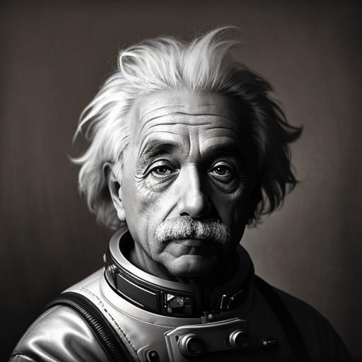 Einstein in Spacesuit: Sepia Photo with Bokeh