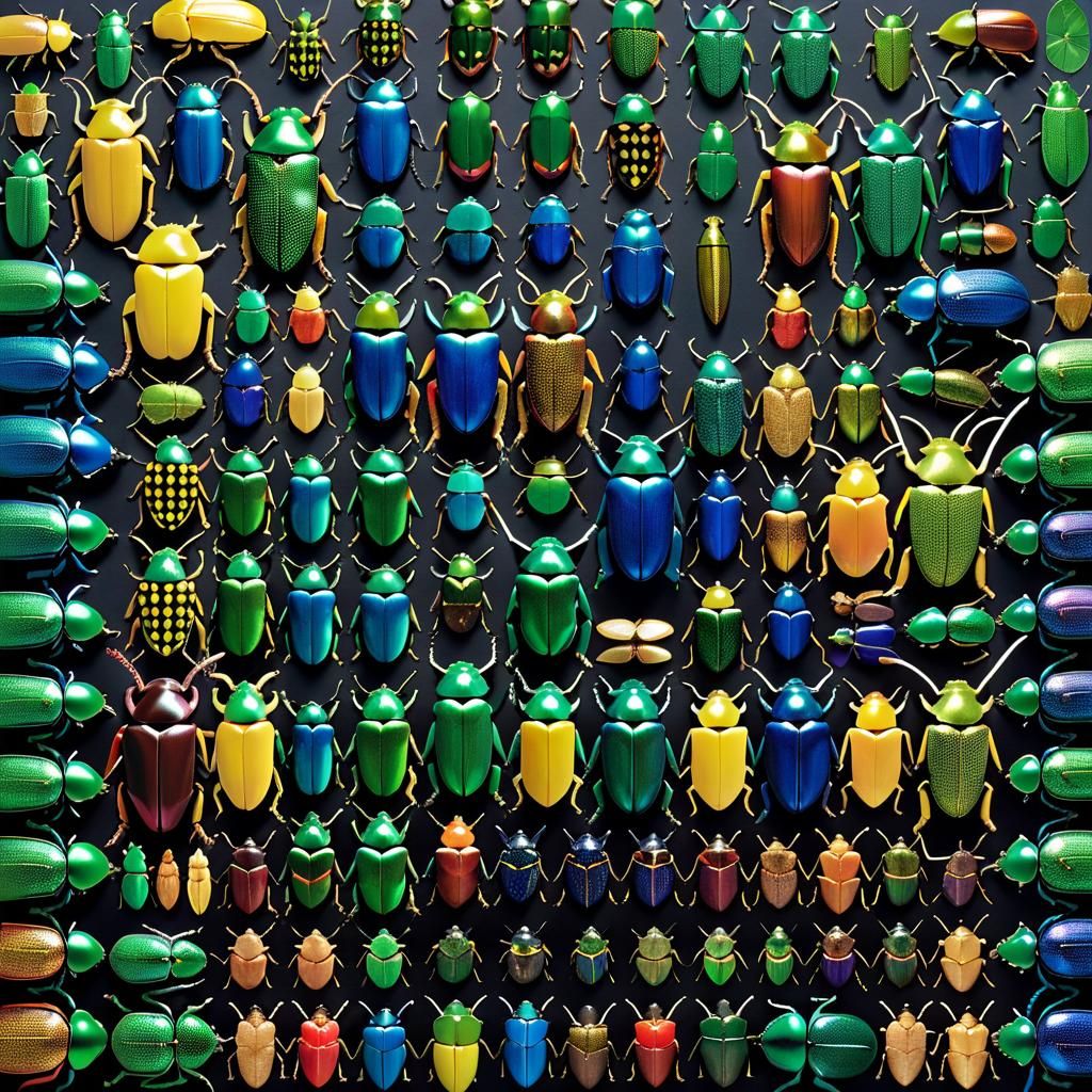 Knolling Layout of Intricate Jewel Beetles