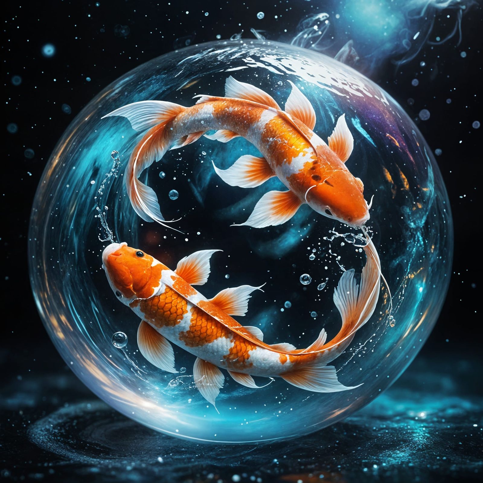 Mystical Koi Fish in Celestial Water