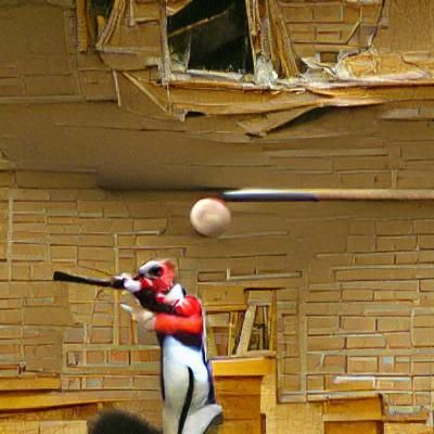 Baseball Player Hitting Ball with Power