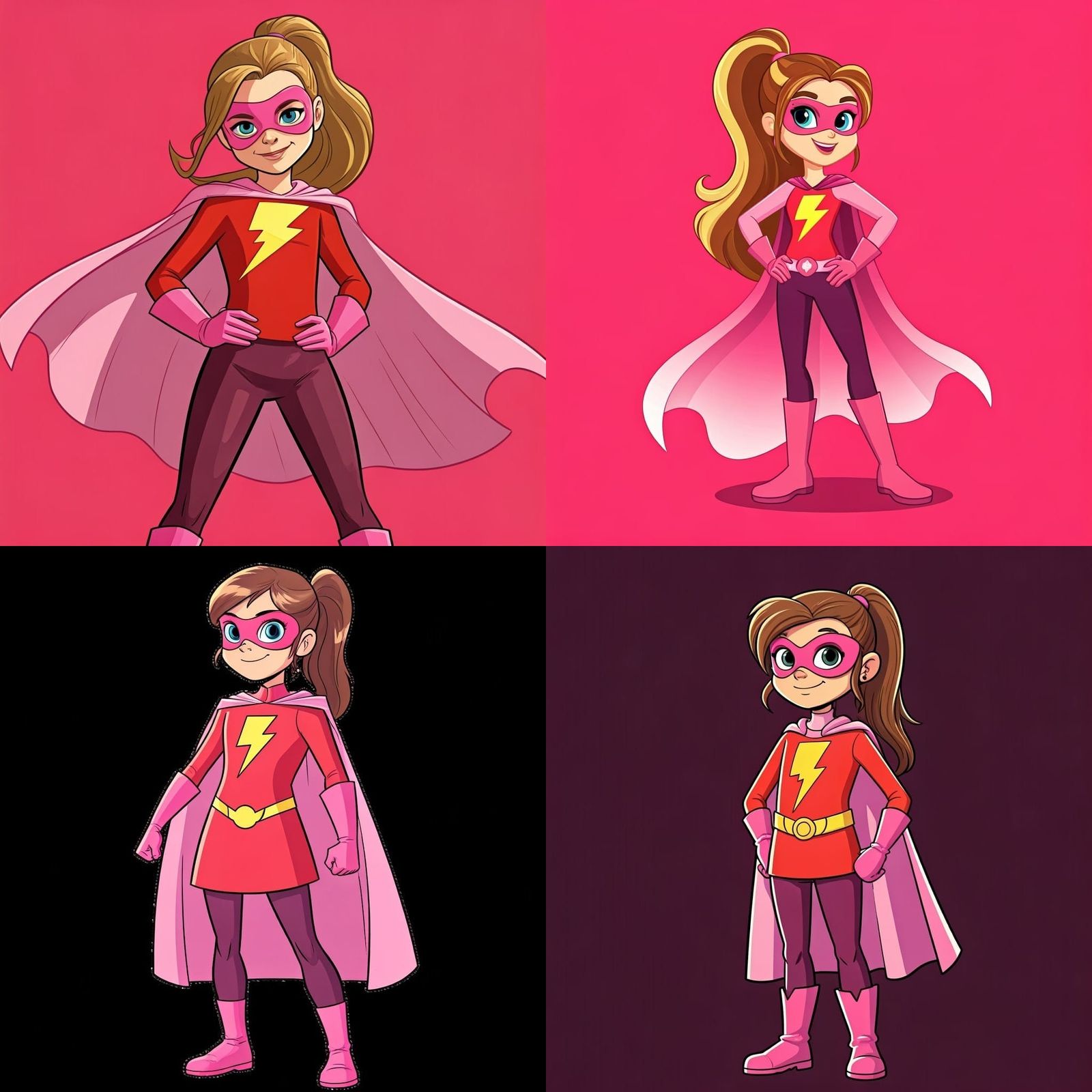 Girl in Pink Superhero Costume with Cape