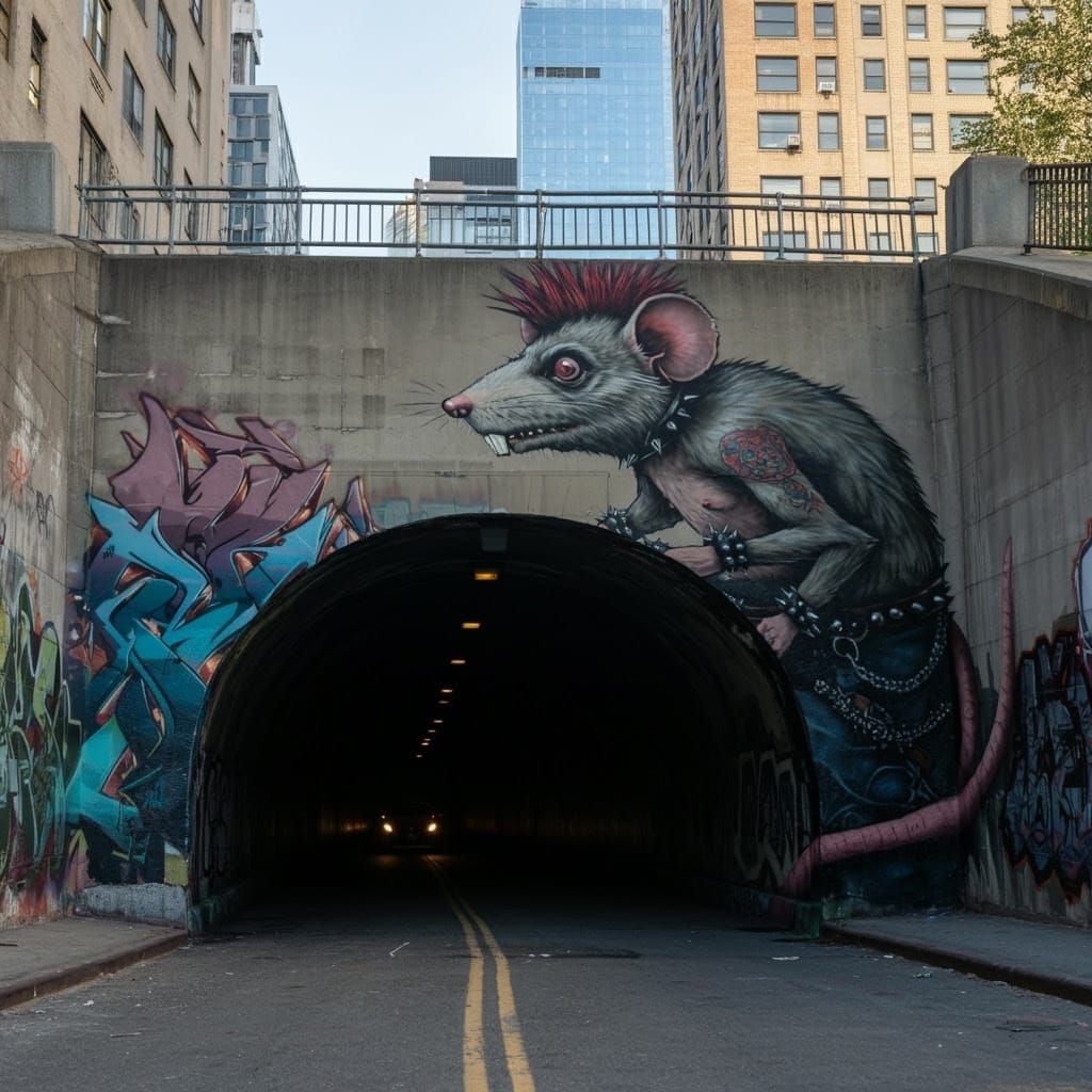 Graffiti Ratfink Monster Wraps Around Holland Tunnel Entranc...