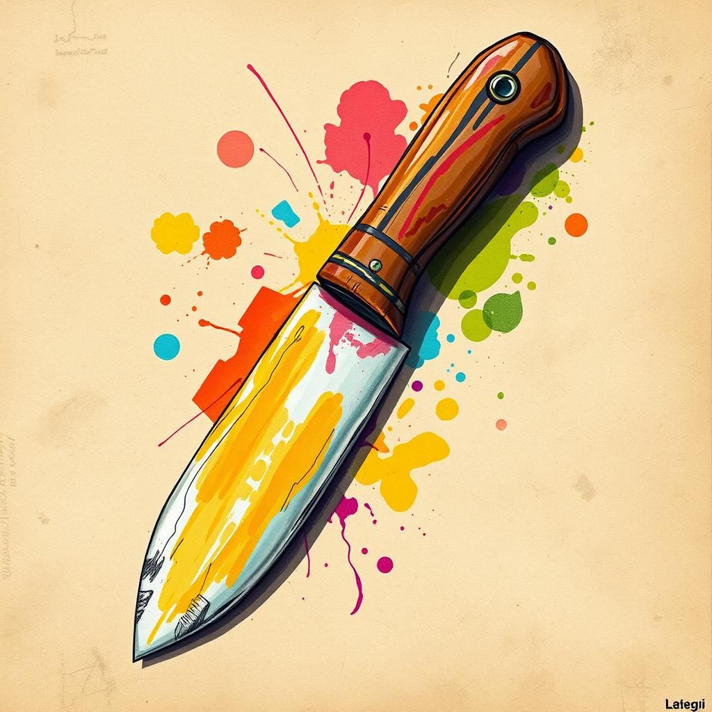 Crude Woodworking Knife in Childlike Colored Pencil Style