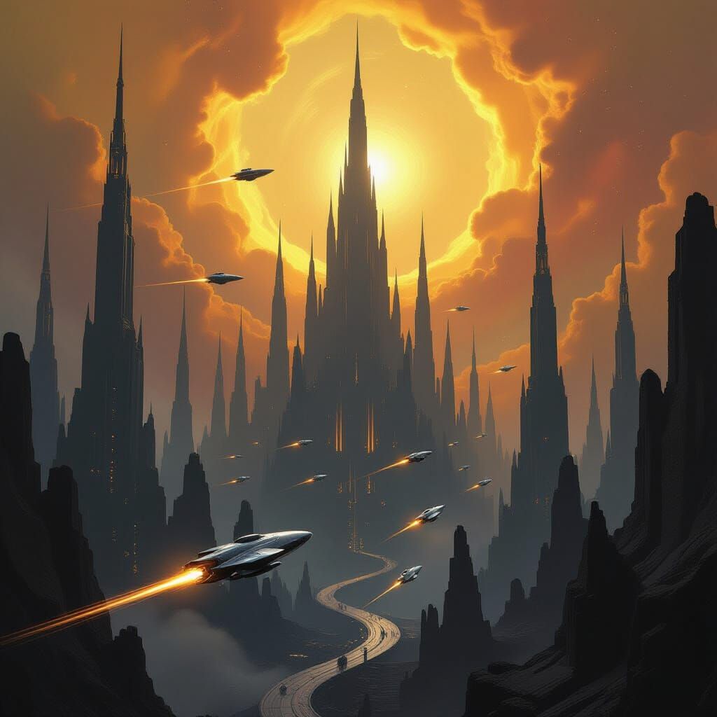 Ancient Alien City in Nebula: Epic Sci-Fi Concept Art