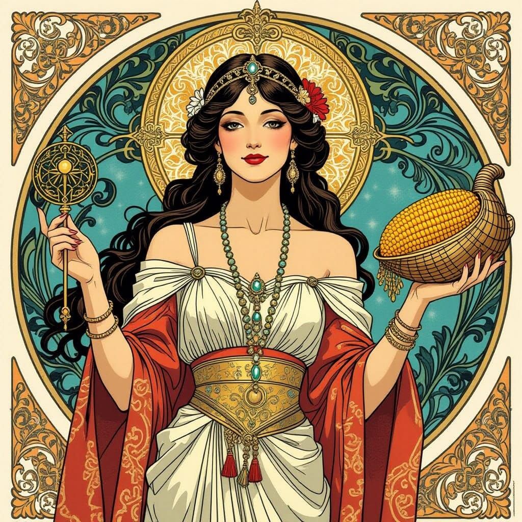 A Regal Woman Embodies Eternity and Prosperity