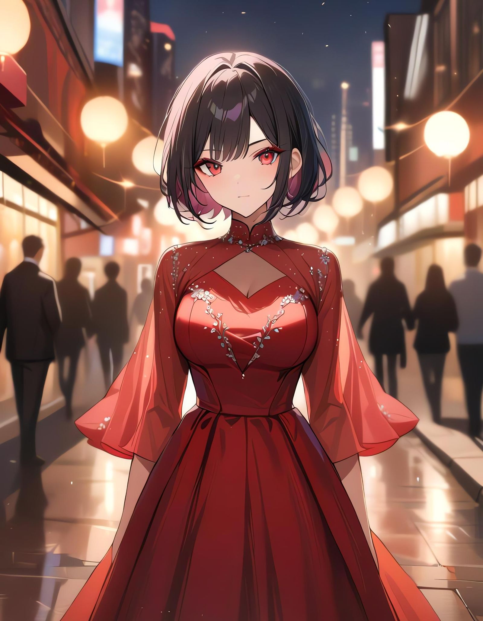 Intense Gaze in City Lights