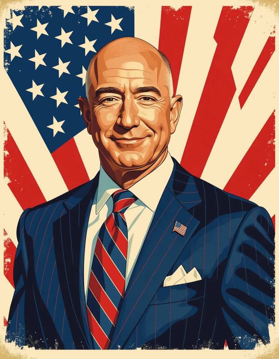 Patriotic Portrait in 1950s Propaganda Style