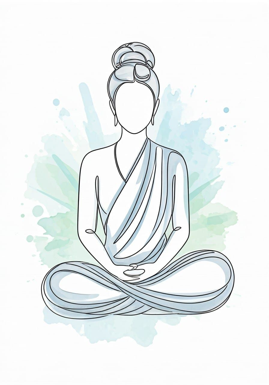 Elegant Lotus Goddess with Soft Energy Lines