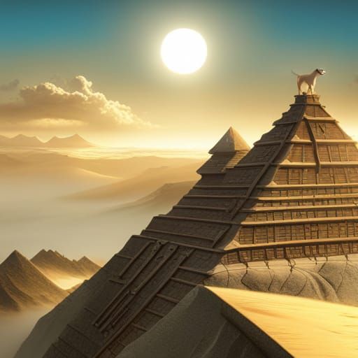 Shiba Inu Ascends the Pyramids: Fantasy Concept Art