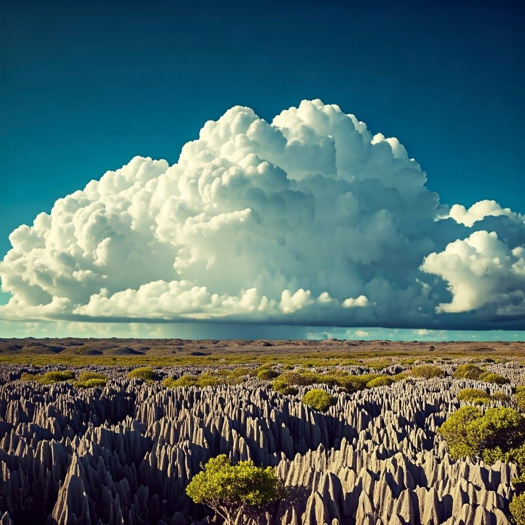 Tsingy with approaching storm