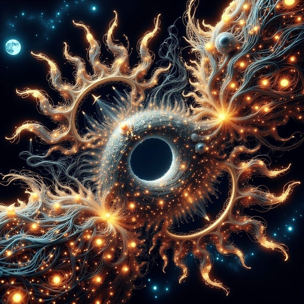 Abstract Fractal Design with Fairy Lights