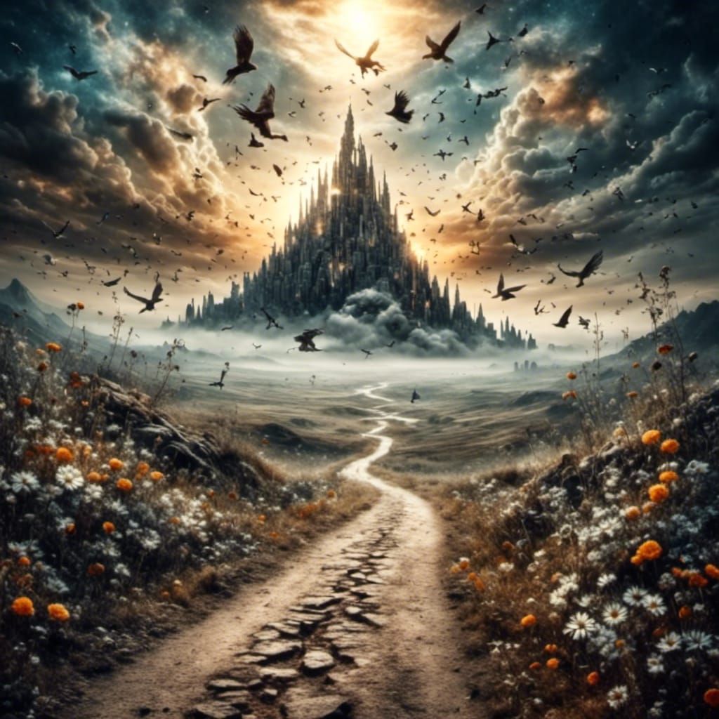 Endless Road in Dreamlike Fantasy Light