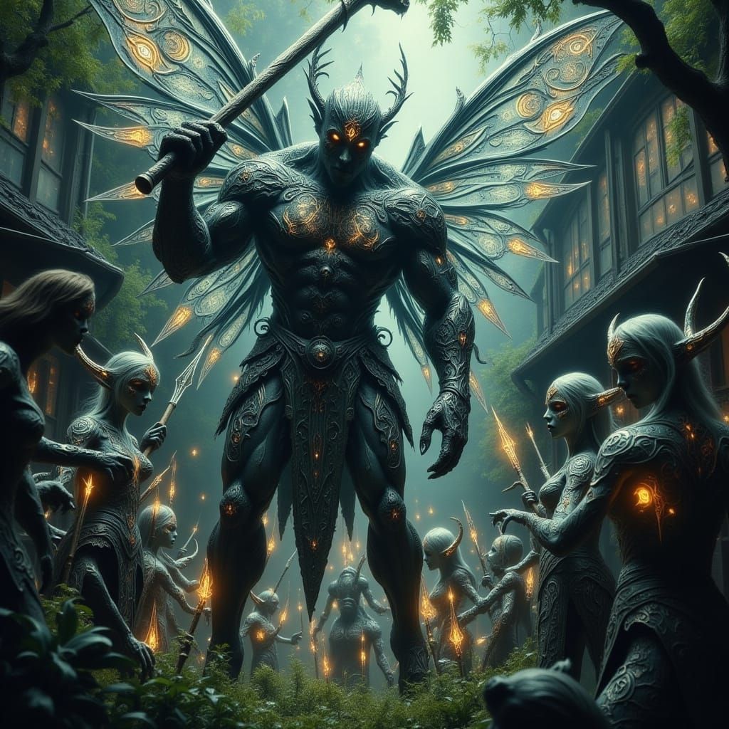 Giant Surprised by Fairy Warriors in Backyard Battle