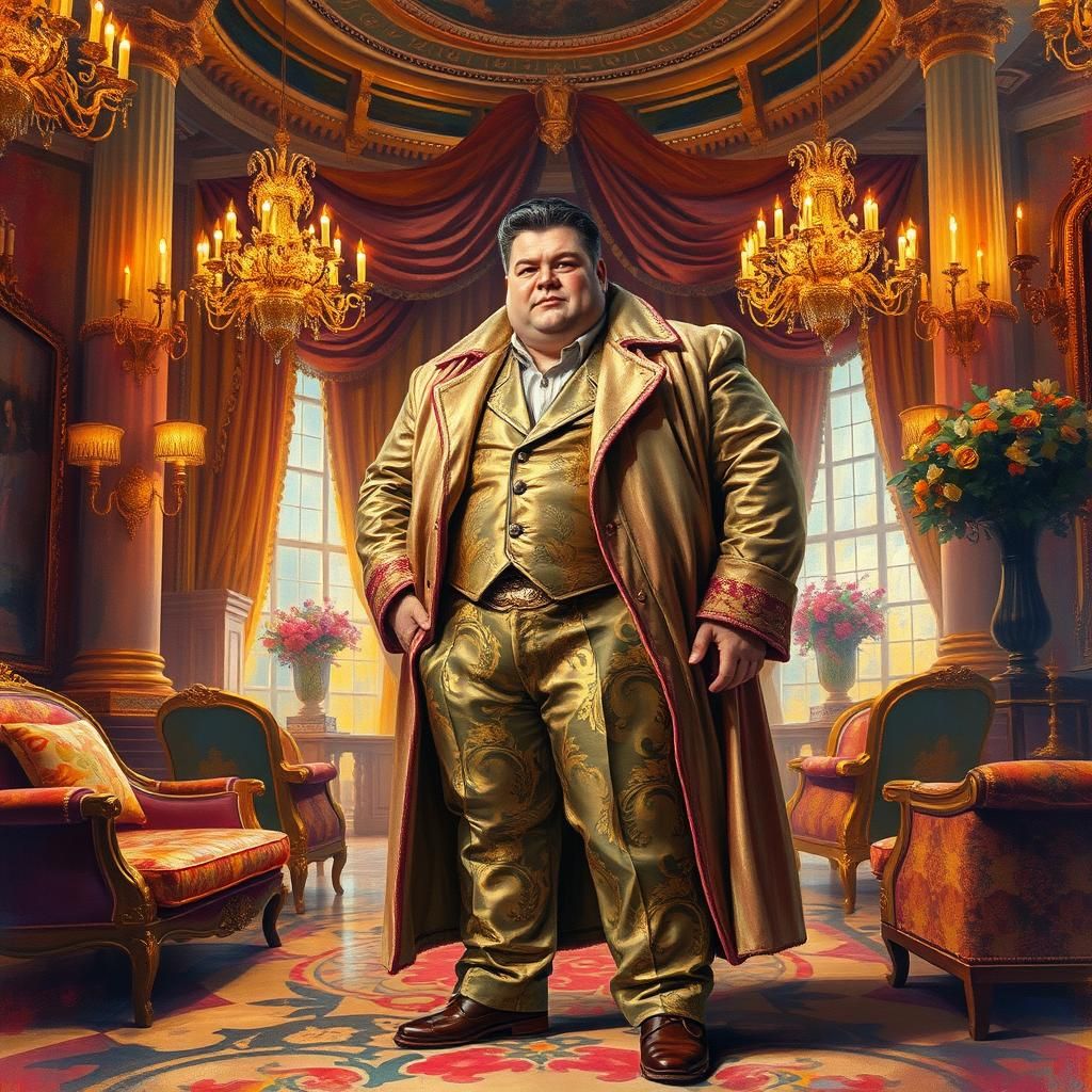 Opulent Man in Gouache Impressionist Masterpiece