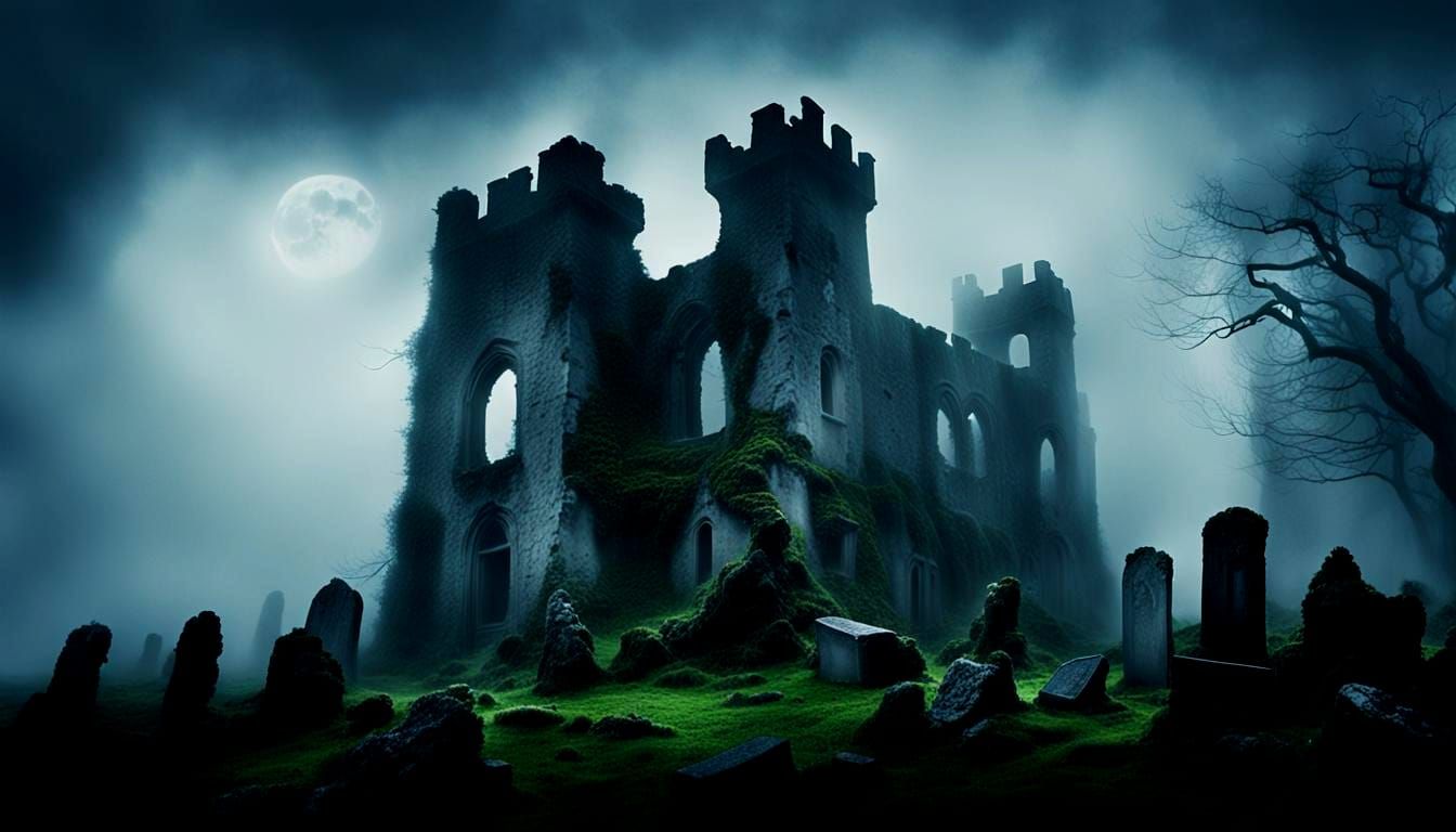 Haunted Irish Castle in Surrealist Style
