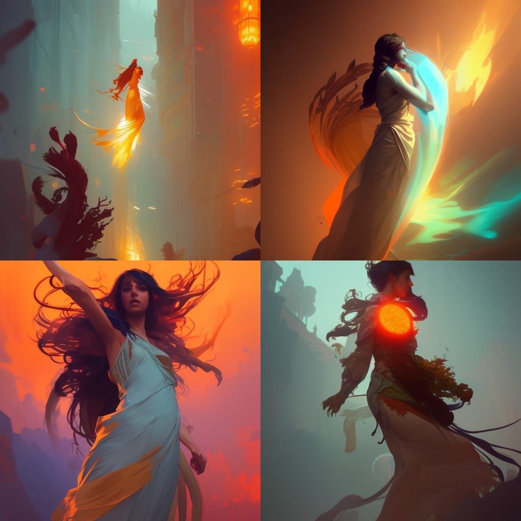 Ethereal Spirit in Art Nouveau Style