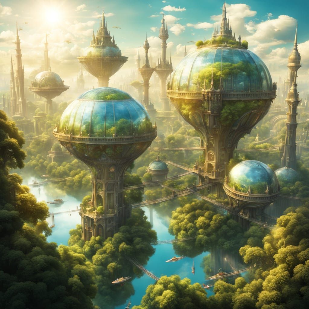 Solarpunk City in Heavenly Soft Focus